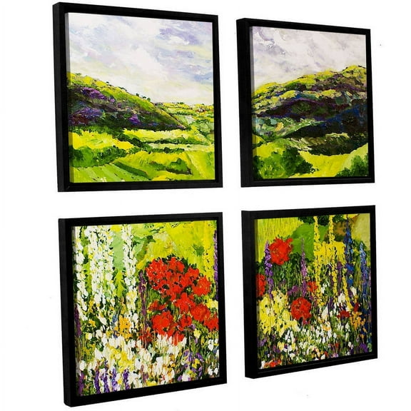 ArtWall Allan Friedlander "Meadow Lark" 4-Piece Floater-framed Canvas Square Set