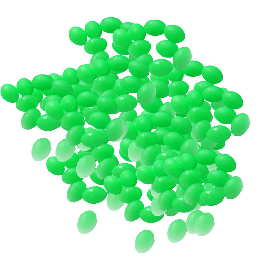 IPOTCH 200PCS Glow Fishing Beads Hard Plastic Oval Shaped Floating Balls 2x3mm/4x5mm/6x10mm 