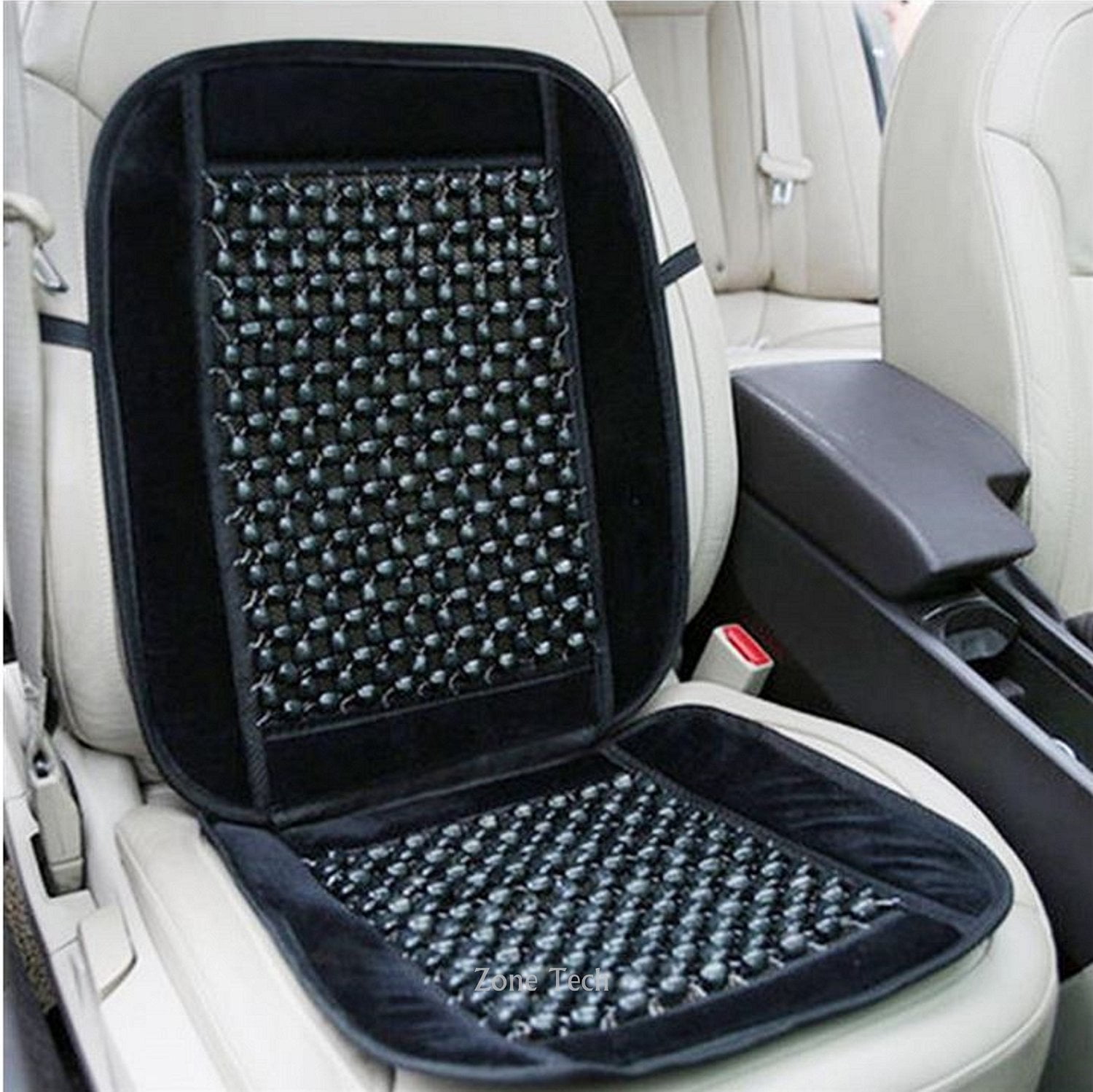Zone Tech Black Wooden Beaded Plush Velvet Seat Cover Premium Zone Tech Black Wooden Beaded Plush Velvet Seat Cover Premium Quality Ultra Comfort Car Cushion Com
