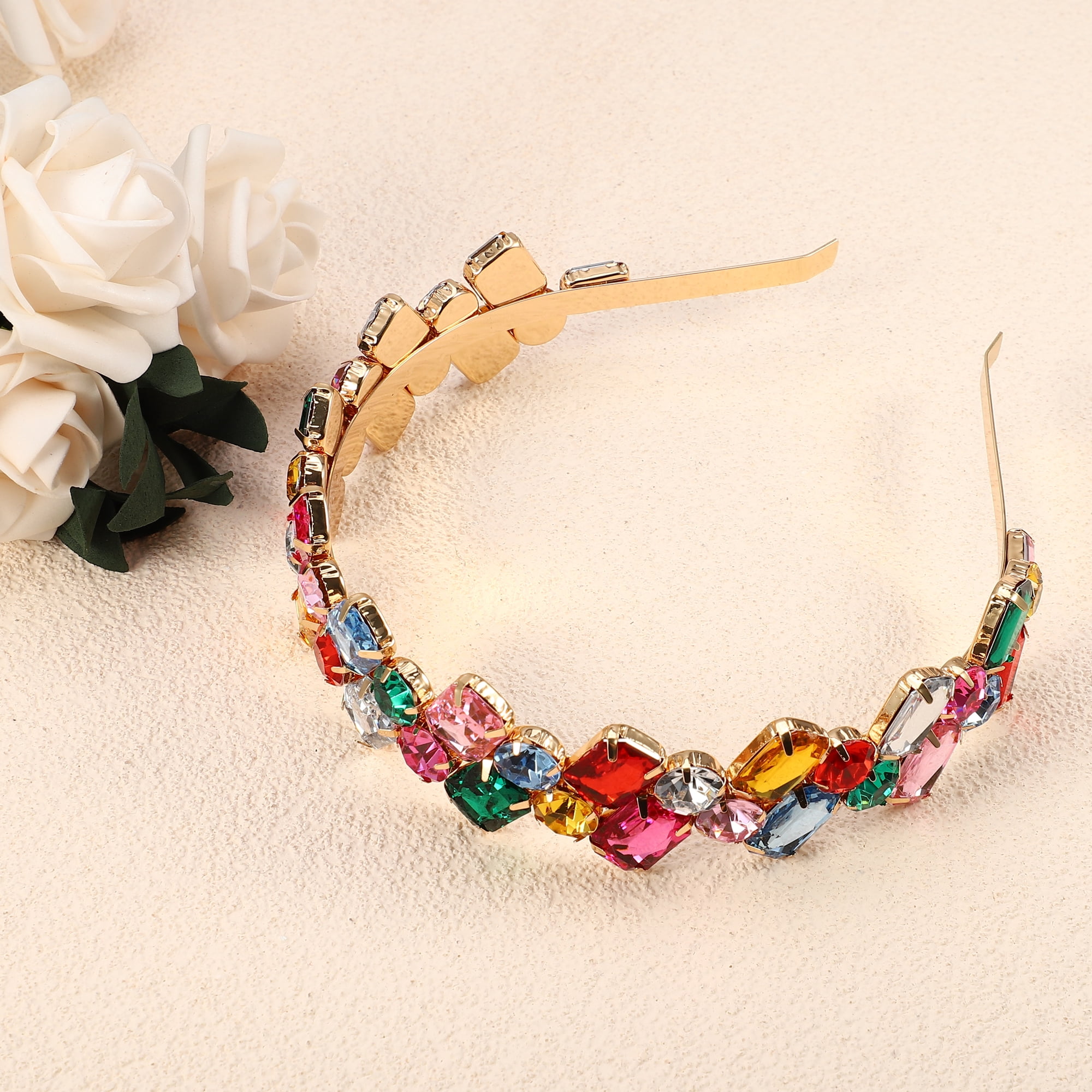 Unique Bargains Faux Crystal Hairband Rhinestone Headband 5.51"x1.38"