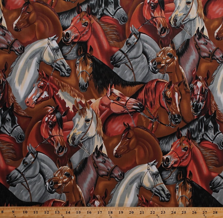 55" Cotton Packed Horse Horses Equestrian Animals on Brown Cotton