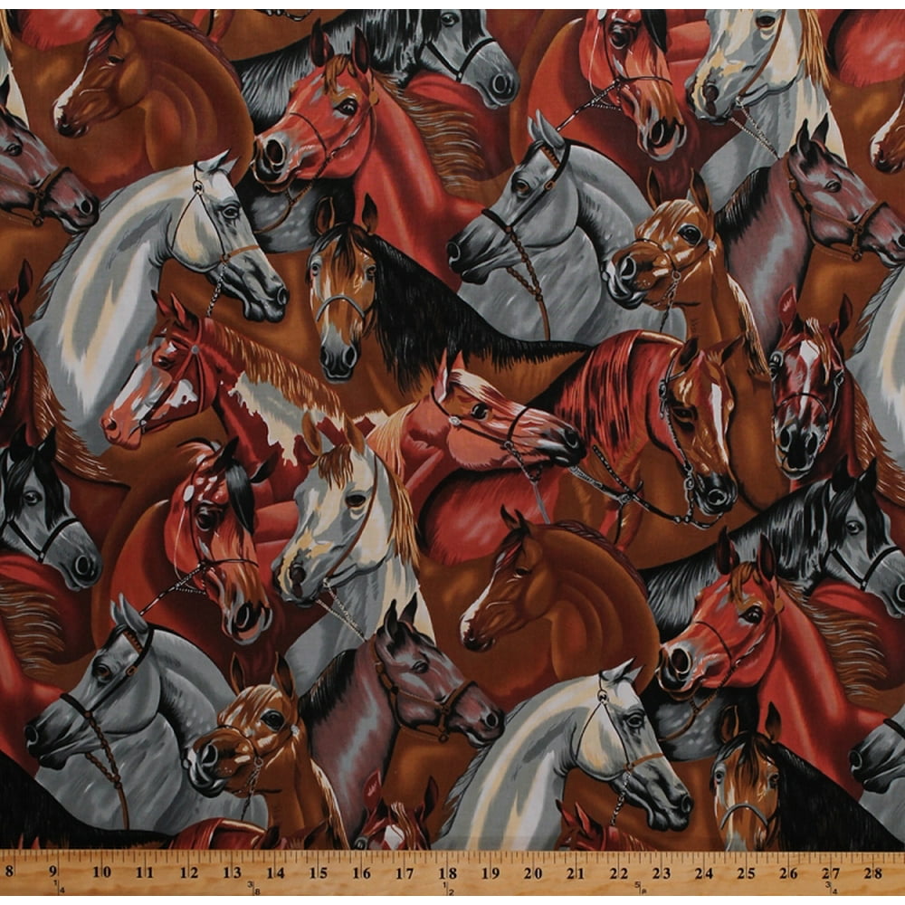 55" Cotton Packed Horse Horses Equestrian Animals on Brown Cotton