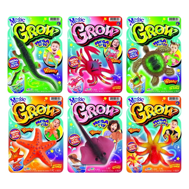 Animales acuáticos Toy JA-RU Magic Grow con temática oceánica, 6 paquetes