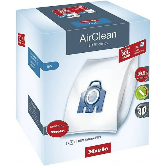 Miele GN Allergie Pack AirClean 3D Efficacité GN 8 Sacs à Poussière et 1 Filtre HEPA AirClean à un Prix discount
