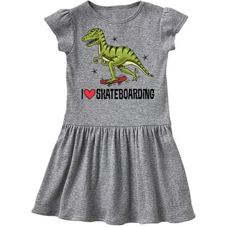 

Inktastic Skateboarding Dinosaur Gift Toddler Girl Dress