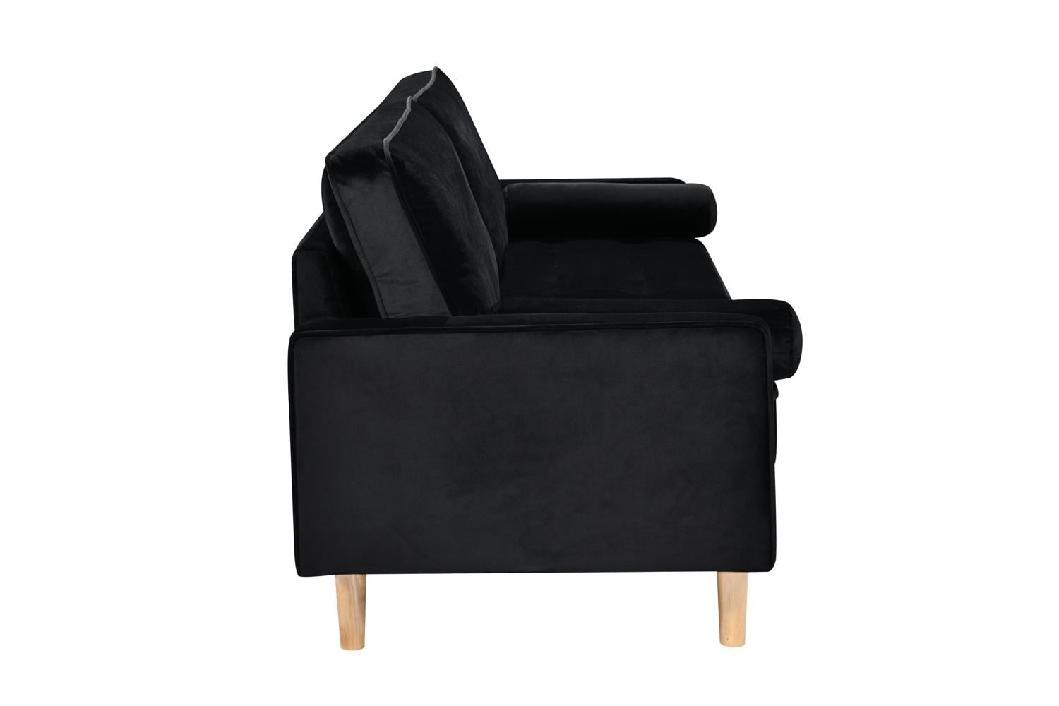 70" Modern Velvet Loveseat Sofa Couch,Mid-Century Tufted Upholstered Small Love Seat Couch with 2 Pillows for Compact Space,Living Room,Apartment,Black