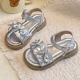 thumbnail image 4 of Girls Sparkly Rhinestone Bow Sandals Adjustable Buckle Ankle Strap Open Toe Summer Shoes For Toddler And Kids Silver Size 4-4.5 Years, 4 of 7