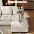 thumbnail image 5 of Rophefx Chenille Oversized Cloud Modular Sofa,134" U Shaped Sectional Sofa Couch with Storage Console&USB Port,6 Tufted Deep Seater Couch Set for Living Room,White, 5 of 7