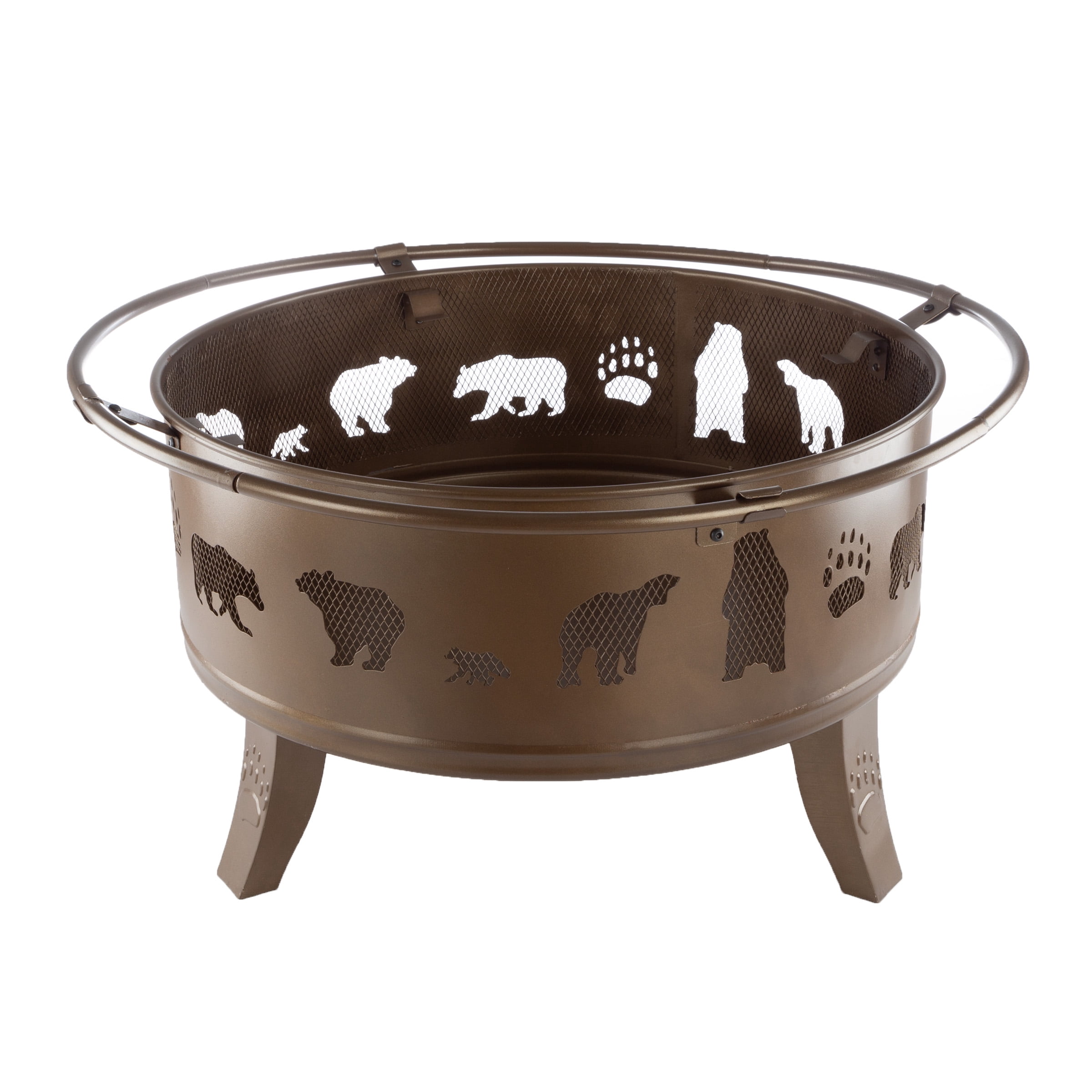 Pure Garden 32-Inch Outdoor Wood Burning Fire Pit with PVC Cover (Gold)