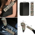 thumbnail image 6 of Renewold American Tribal Cow Print Retro Car Accessories Set 12 PCS, with Steering Wheel Cover Seat Belt Pad Armrest Cover Coasters Handbrake Gear Shift Cover Universal Fit for Most Vehicles, 6 of 7