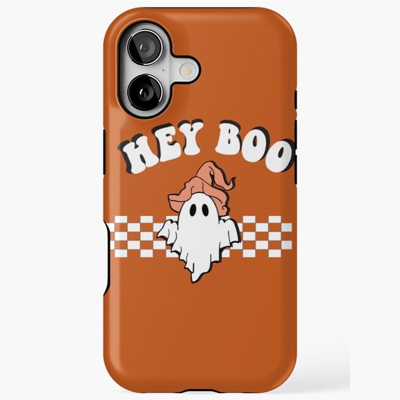Cute Ghost Saying Hey Boo Universal Phone Case for iPhone 11–17 Pro Max