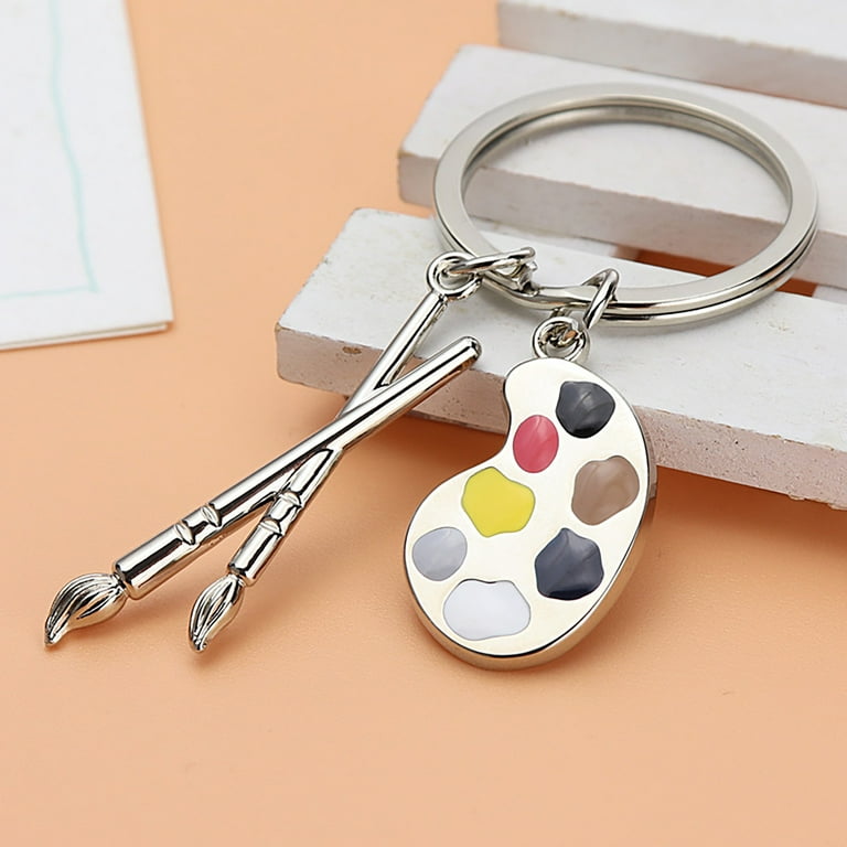 Artist Painter Paintbrush Gift Keychain Small Gift Key Decoration Charm  Metal Key Clip Ring Purse Personal Sound Alarm Wallet Womens Key Clips  Small