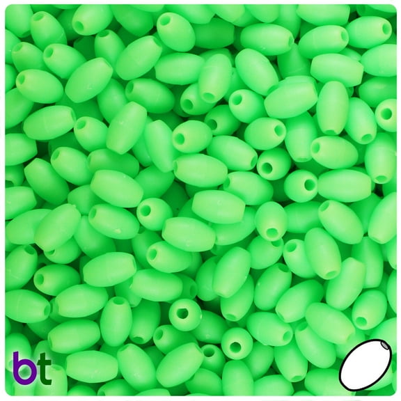 BeadTin Lime Matte 9mm Oat Plastic Beads (500pcs)