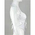 thumbnail image 6 of Surakey Women Summer Tank Tops Halterneck Drawstring Bandage Vest Spaghetti Strap Cami Tops Sleeveless Crop Top, 6 of 8