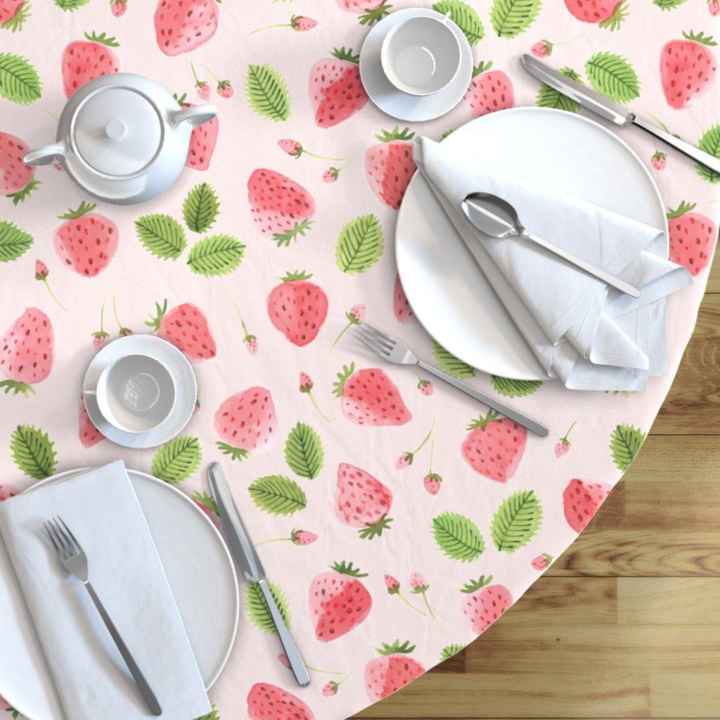 Rectangular Tablecloth Strawberry/_Field By Ldpapers Watercolor Strawberry Bantam Cotton Sateen Tablecloth  Spoonflower Fabric