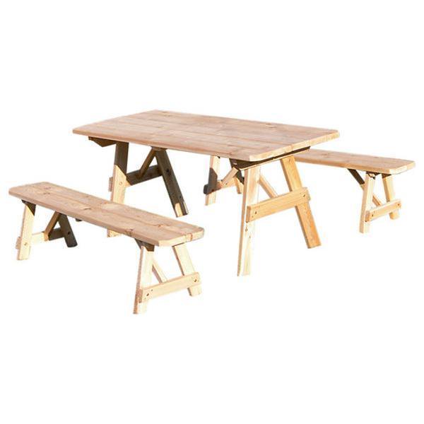 Western Red Cedar Picnic Table with 2 Benches - Walmart.com