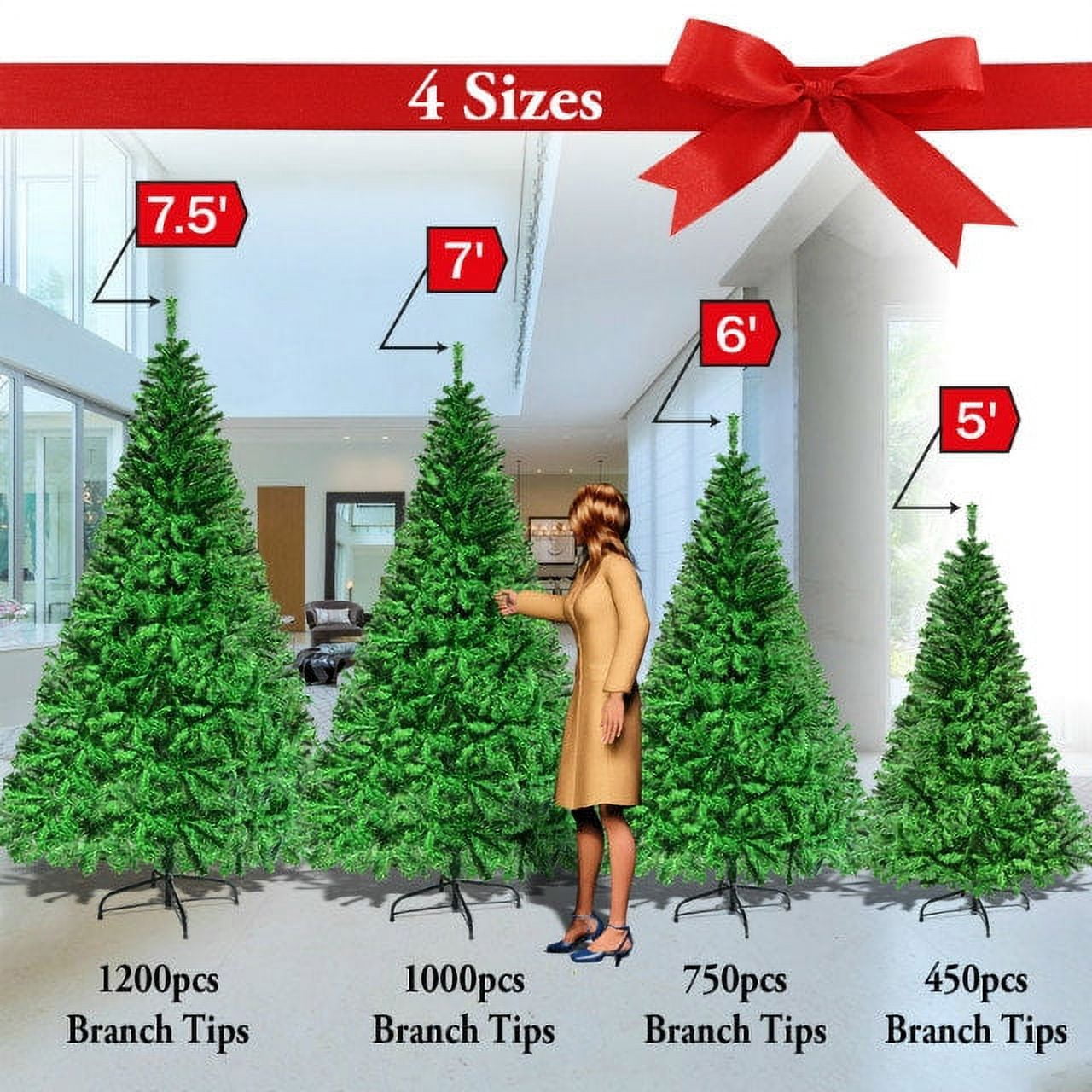 Sunrise 6\' Artificial Classic Pine Christmas Tree with Metal Stand (Green)