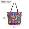 thumbnail image 5 of FORMRS Womens Canvas Tote Bag with Zipper Inner Pocket Shoulder Handbag, Colorful Checkered Daisy, 5 of 7