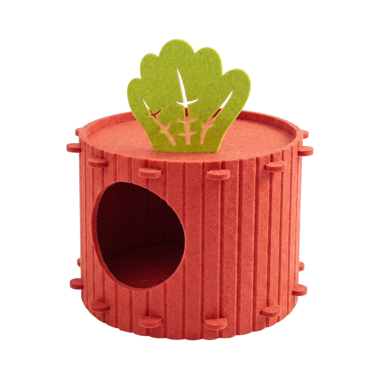 Carrot Theme Felt Rabbit Hideout Bed, Soft Small Animal Hideaway Hut, Cozy Bunny Hiding House for Guinea Pig Ferret Chinchilla Hedgehog, 15.75"L x 15.75"W x 11.81"H