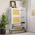 thumbnail image 1 of AKDSteel Rattan Shoe Cabinet for Entryway, Hidden Wood Shoe Rack Storage with 3 Flip Drawers, Narrow Freestanding Shoe Organizer Cabinet for Hallway, Easy Assembly, 1 of 8