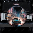 thumbnail image 2 of Tokyo Drift Neonlit Urban Racing Spectacle Polyester Universal Spare Wheel Tire Cover Wheel Covers for Trailer RV Truck Camper, 2 of 5