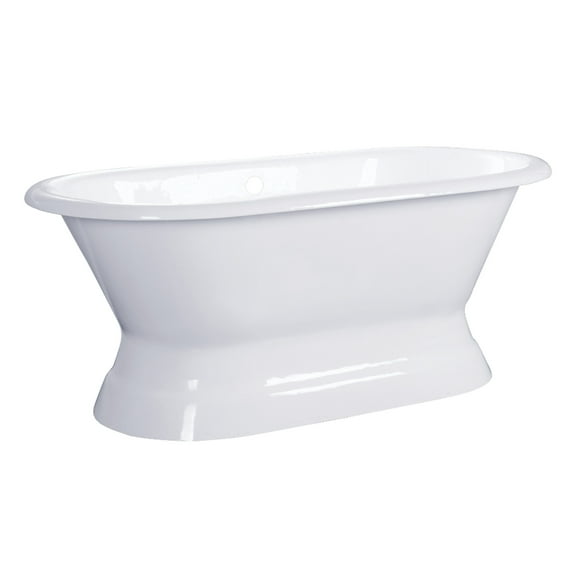 Aqua Eden VCTND603024 60" Cast Iron Oval Double Ended Pedestal Tub (No Faucet Drillings), White