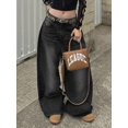 thumbnail image 3 of Dark Grey Wide-Leg High-Rise Loose Fit Denim Jeans For Women, 3 of 28