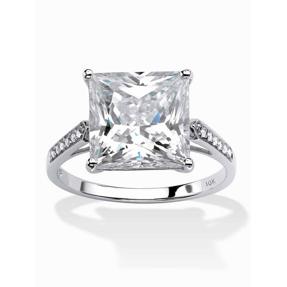 PalmBeach Jewelry Princess-Cut Cubic Zirconia Engagement Ring 3.37 TCW in Solid 10k White Gold