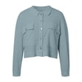 thumbnail image 4 of TYGHBN Womens Western Jacket Womens Casual Cropped Jackets Button Down Long Sleeve Shirts Jacket with Pockets Casual Jackets for Women for Winter Fuzzy Zip up Hoodie Women Knit Sweatshirt Band Tees, 4 of 5