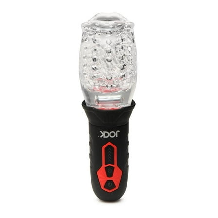 JOCK Spinning & Vibrating Rechargeable Masturbator for Men, Black/Clear
