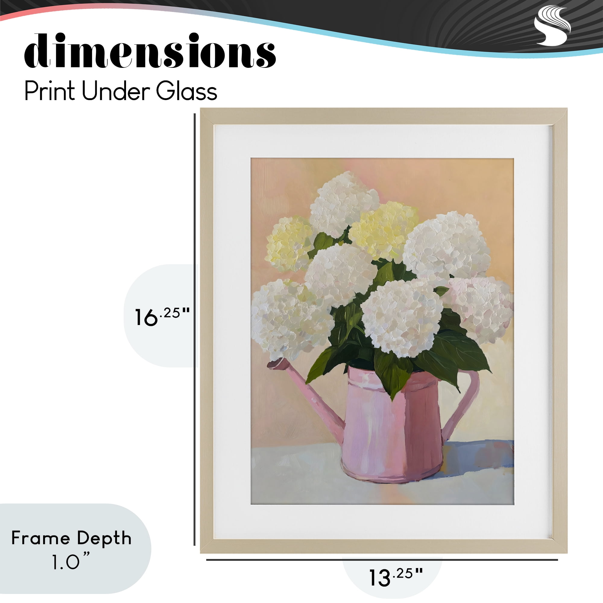 Stupell Industries Hydrangeas in Watering Can Birch Framed Print Under Glass, design by The Prints Vibe