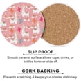 thumbnail image 5 of Round Drink Coasters, 6 Pcs Llama and Cactus Rainbow on Pink Absorbent Ceramic Coaster with Cork Base for Coffee Cups Housewarming Gift for Home Decor, 5 of 5