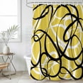 thumbnail image 4 of Yellow Geometric Bathroom Shower Curtains with 12 Hooks Polyester Waterproof Shower Curtain for Stalls and Bathtubs Farmhouse Abstract Black White Striped Decorative Bathroom Curtain 36x72 Inches, 4 of 9