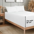 thumbnail image 4 of Royale Linens Extra Deep Pocket Queen Fitted Sheet Only - Soft White Queen Size Fitted Sheet Deep Pocket - Fits 18 inch to 24 inch Thick Mattress - Fitted Sheet Only - Elastic Sheet (Queen, White), 4 of 9
