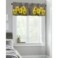 thumbnail image 4 of Kitchen Cafe Valance Curtain for Small Windows,Farmhouse Yellow Sunflowers Floral Rod Pocket Short Valances Mottled Rustic Wooden Plank Window Treatment Panel for Living Room/Bedroom/Bathroom,42x12in, 4 of 9