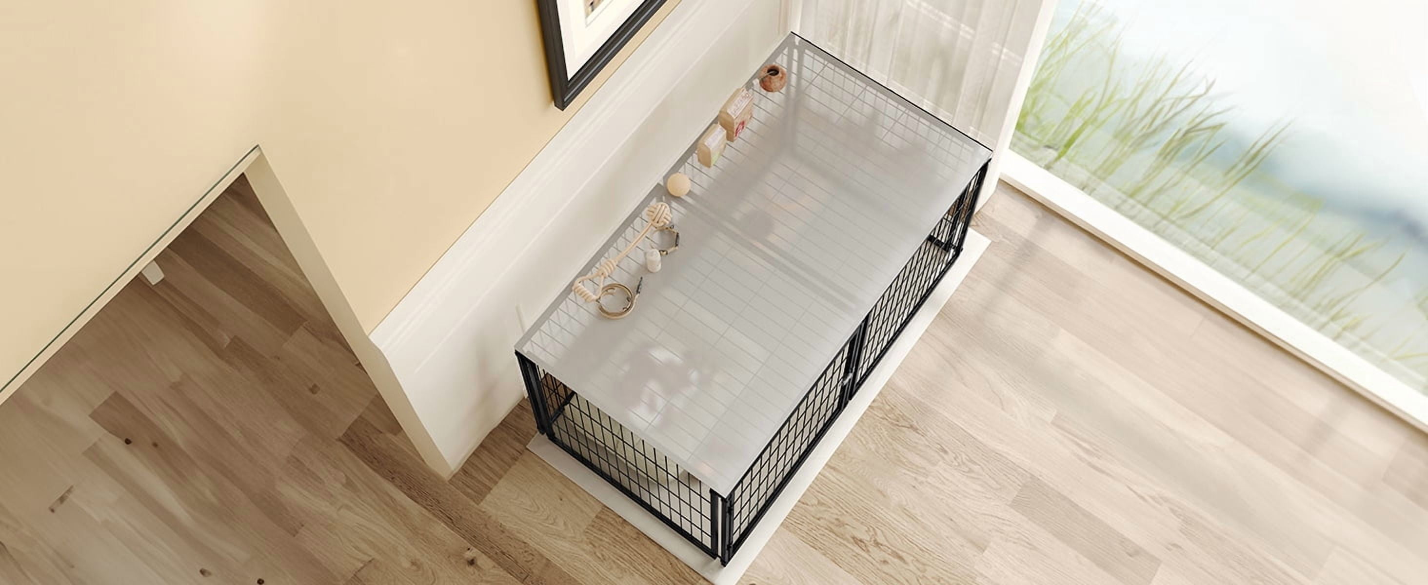 Large Dog Cage 48" Dog Kennel for Medium Dogs Puppy Dog Playpen with Top, Pet Cage, Indoor, Black - 48"L x 26.3"W x 23.8"H.