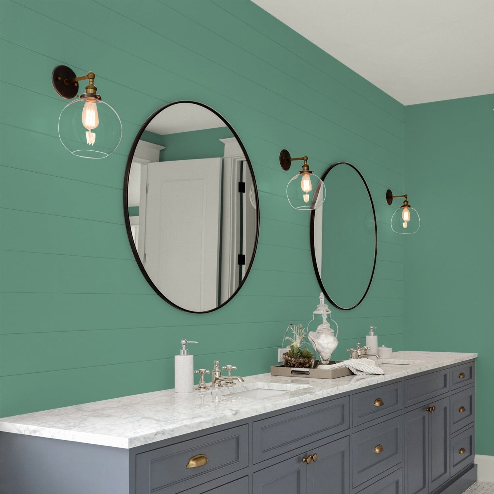 Glidden Glidden Kitchen Bath and Laundry Sheffield / Green, Eggshell Interior Paint with Primer, 1 Gallon