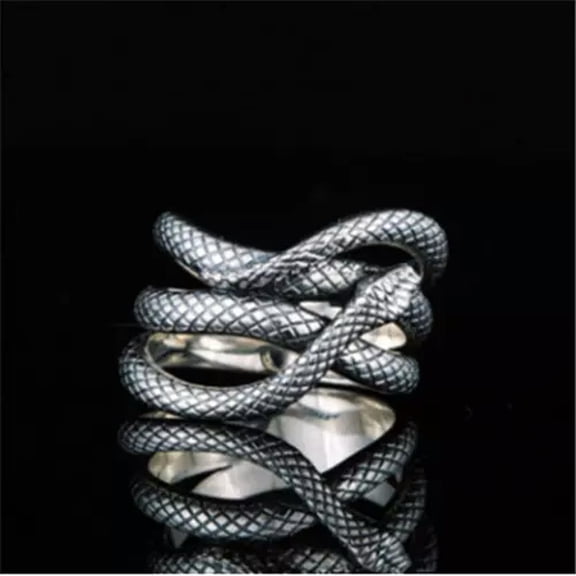 K-KED Fashion 925 Silver Filled Snake Ring Delicate Jewelry Women/Men Ring Sz 6-10-8-Silver