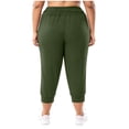 thumbnail image 5 of Womens Plus Capri Joggers High Waisted Workout Pants Casual Summer Lounge Cropped Athletic Sweatpants with Pockets for Running Yoga,Olive Green,L, 5 of 7