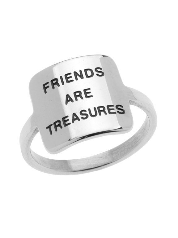 Women's Stainless Steel Friends Are Treasures Friendship Ring - Soul Sister BFF Ring - A Unique Anxiety & Stress Relief Friendship Gift for Women