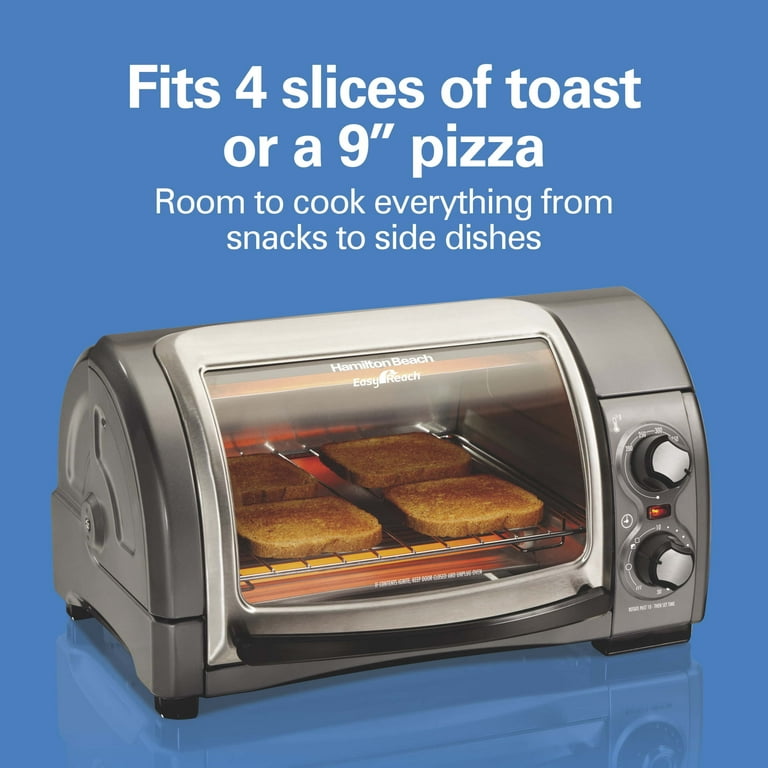 Hamilton Beach Easy Reach 4-Slice Toaster Oven, 1200W, 9” Pizza