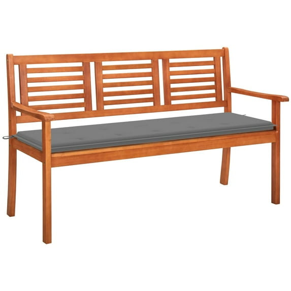 Charmma 3-Seater Garden Bench with Cushion 59.1" Solid Eucalyptus Wood