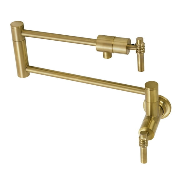 Kingston Brass KS4107ML Milano Two-Handle 1-Hole Wall Mount Pot Filler Faucet in Brushed Brass