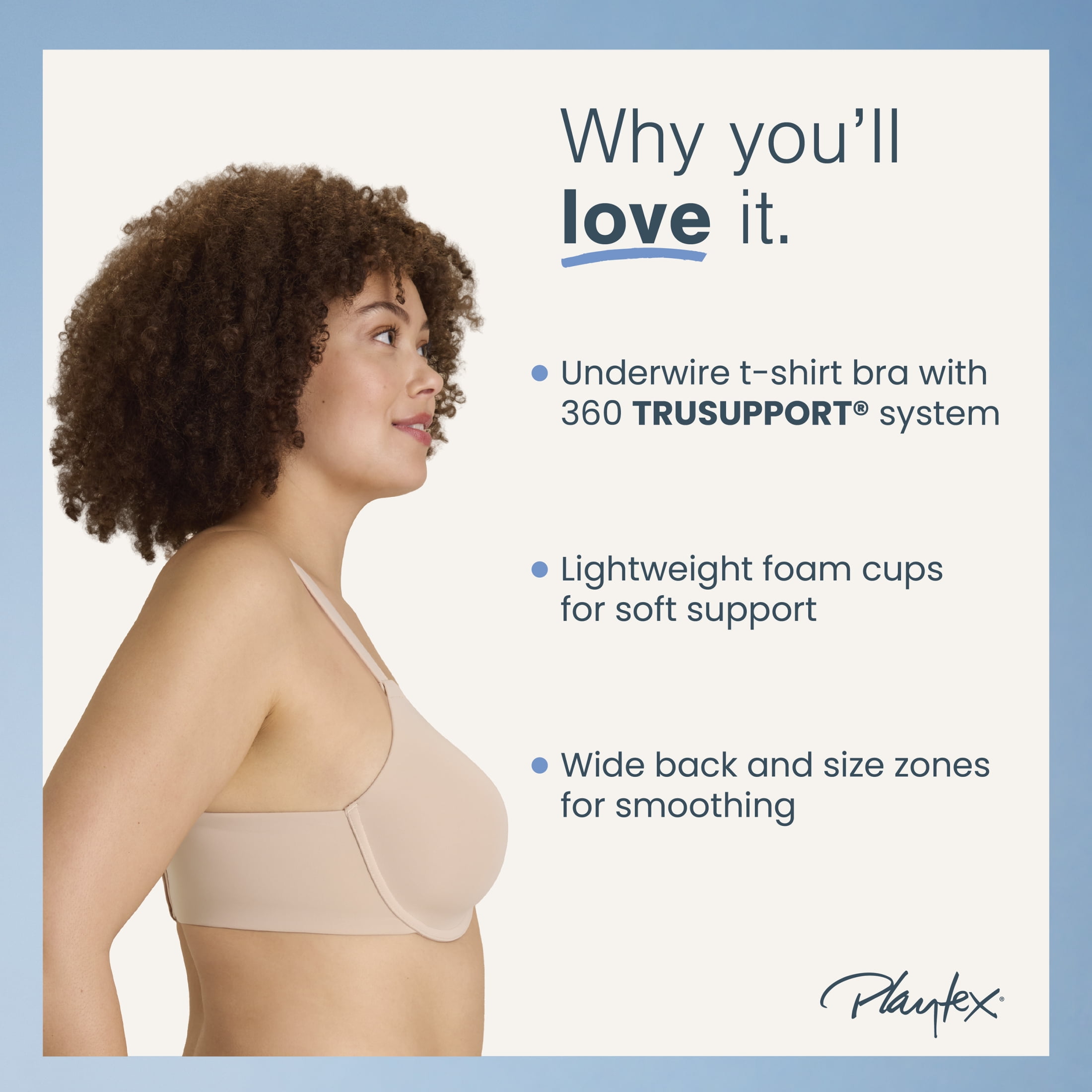 Playtex Women's Smoothing T-Shirt Underwire Bra, Moisture Wicking (Plus Sizes)