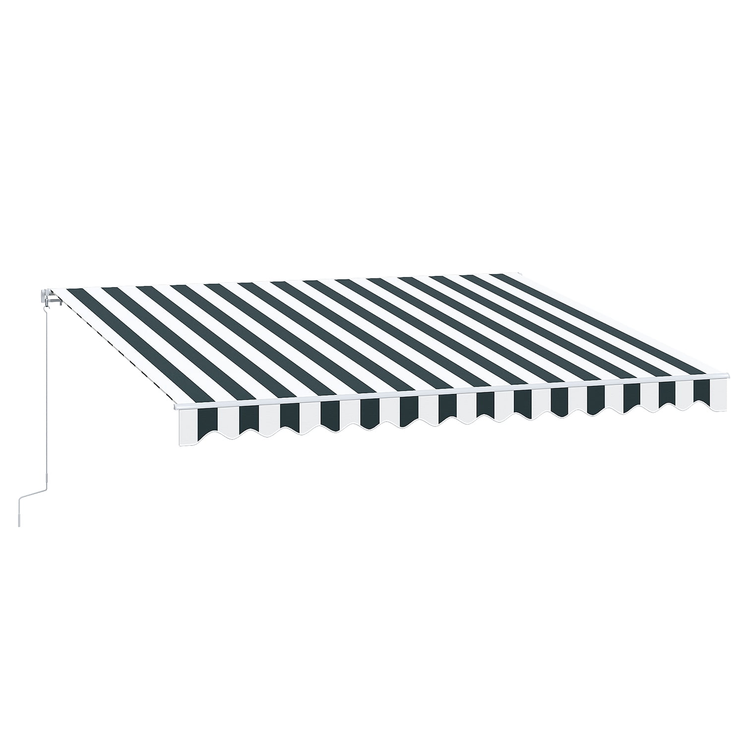 BaPiPro 12'x10' Manual Retractable Awning for Patio, Outdoor Sun Shade Waterproof Fabric Canopy with Crank Handle, UV Protection for Deck Balcony,Green