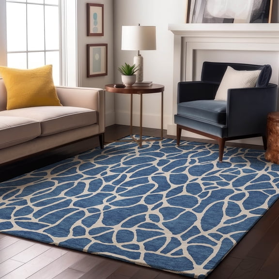 Addison Rugs Mayfield Premium Machine Washable Transitional Geometric Blue Rectangle Rug, 9' x 12'