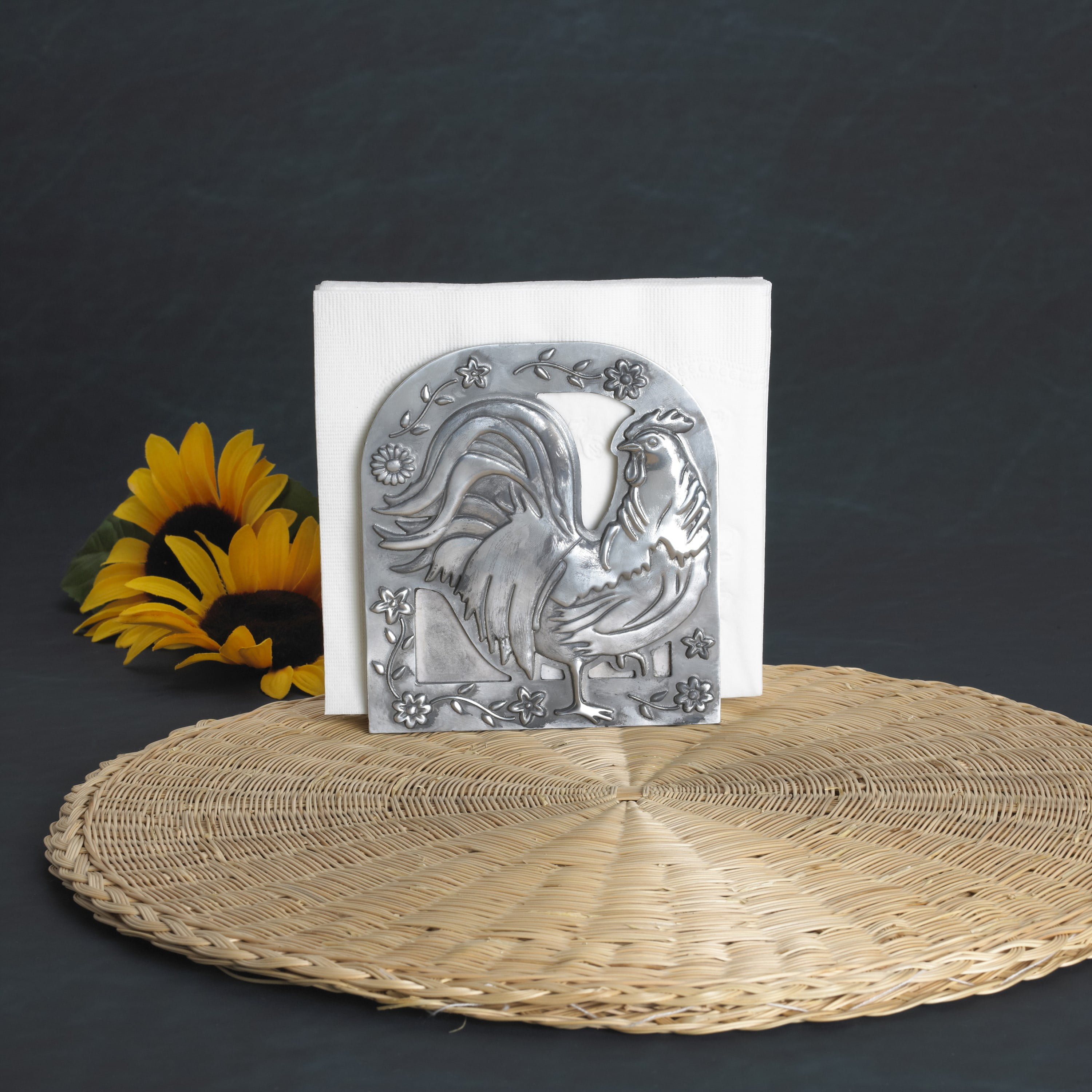 Elements Nickel Plated Rooster Meadow Napkin Holder ...