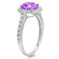 thumbnail image 2 of 1.86 ct Round Cut Natural Amethyst with Simulated Diamond Halo Accents 14K White Gold Womens Engagement Ring, 2 of 4