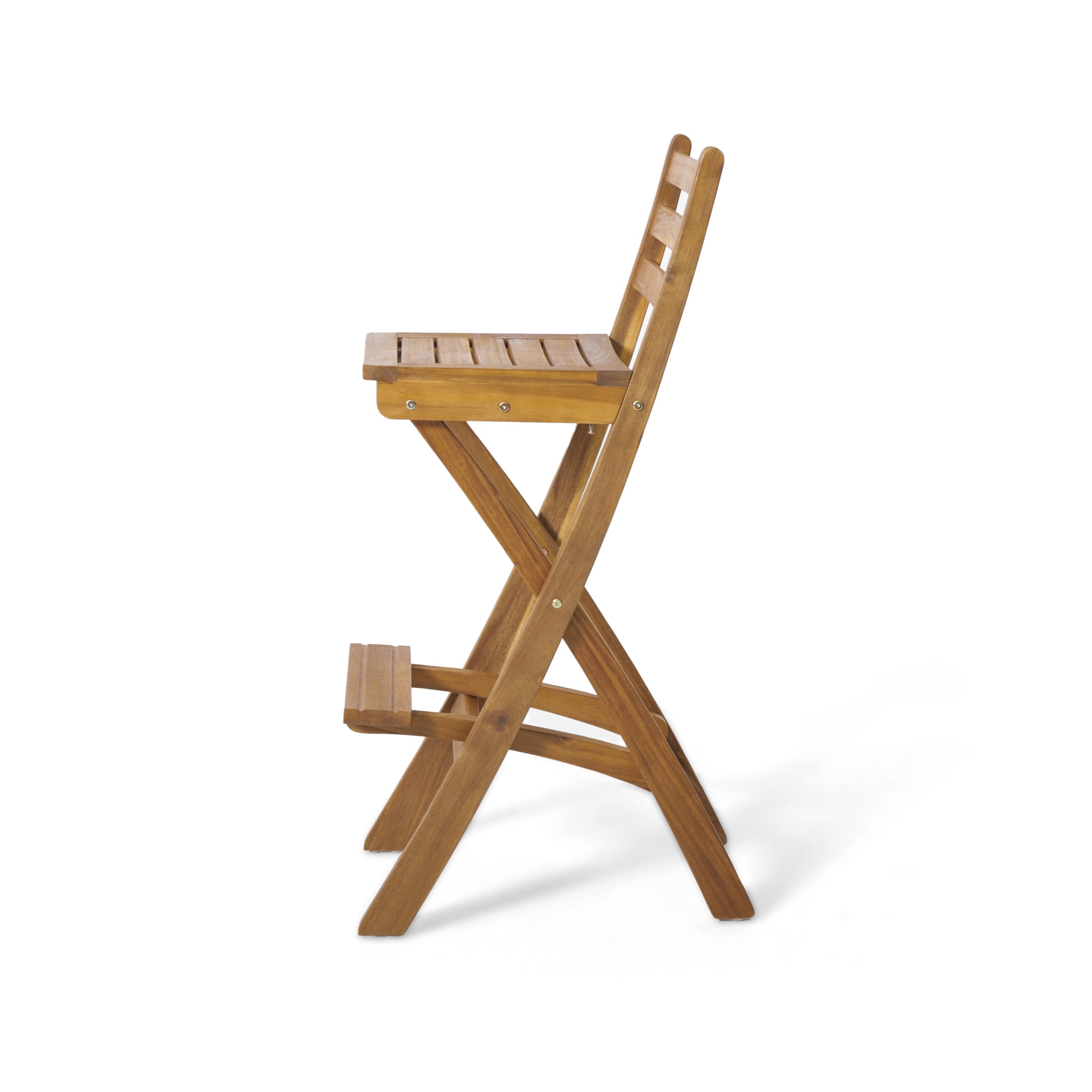 Granvel Outdoor Outdoor Acacia Wood 31 Inch Folding Barstool, Teak