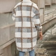 thumbnail image 6 of Purcolt Women's Fuzzy Fleece Long Jackets Flannel Plaid Trench Coat Cozy Lapel Button Down Sherpa Cardigan Outwear, 6 of 6